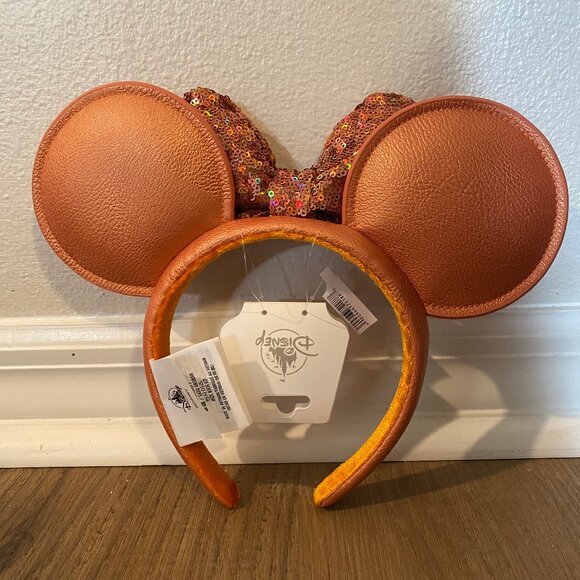 Disney Park Loungefly Minnie Mouse Sequined Mini Backpack + Ears Peach Punch - Picture 11 of 11